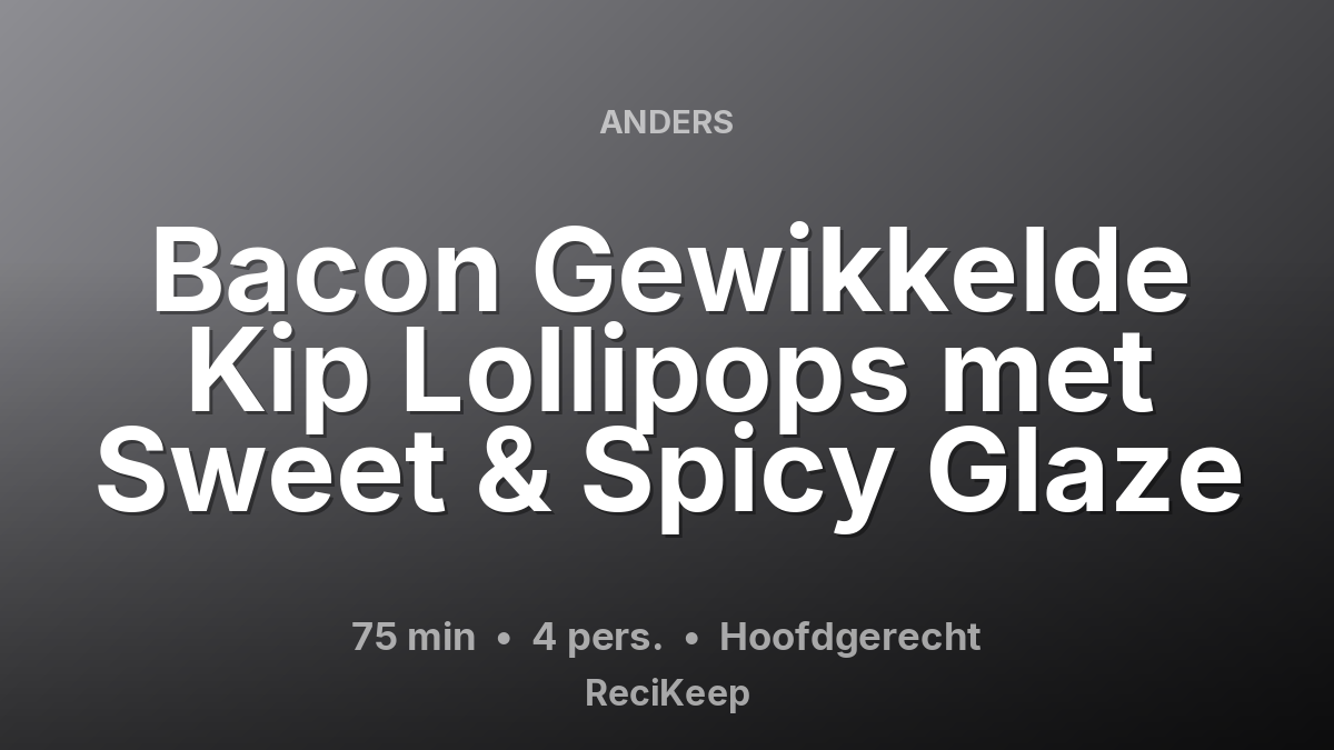 Receptkaart Bacon Gewikkelde Kip Lollipops met Sweet & Spicy Glaze – Hoofdgerecht