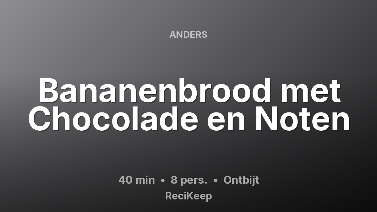 Receptkaart Bananenbrood met Chocolade en Noten – Ontbijt
