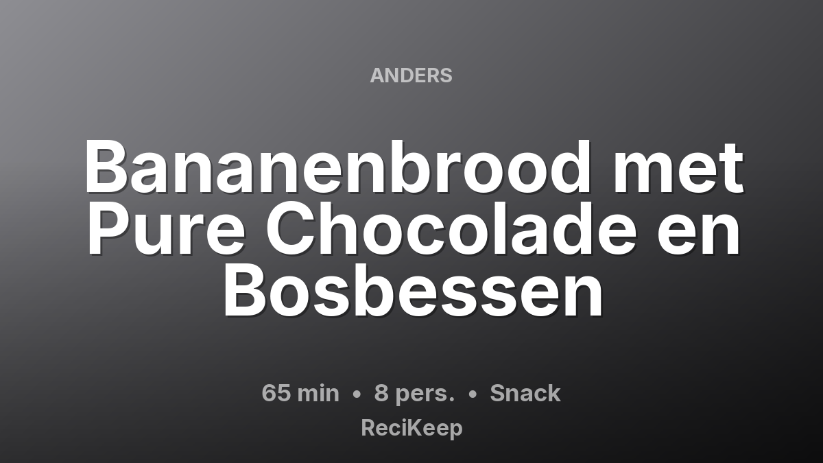 Receptkaart Bananenbrood met Pure Chocolade en Bosbessen – Snack