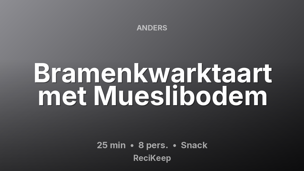 Receptkaart Bramenkwarktaart met Mueslibodem – Snack