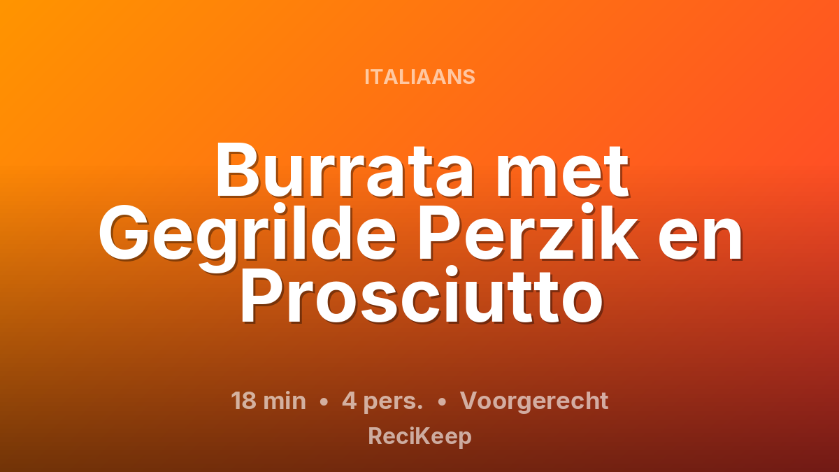 Receptkaart Burrata met Gegrilde Perzik en Prosciutto – Voorgerecht