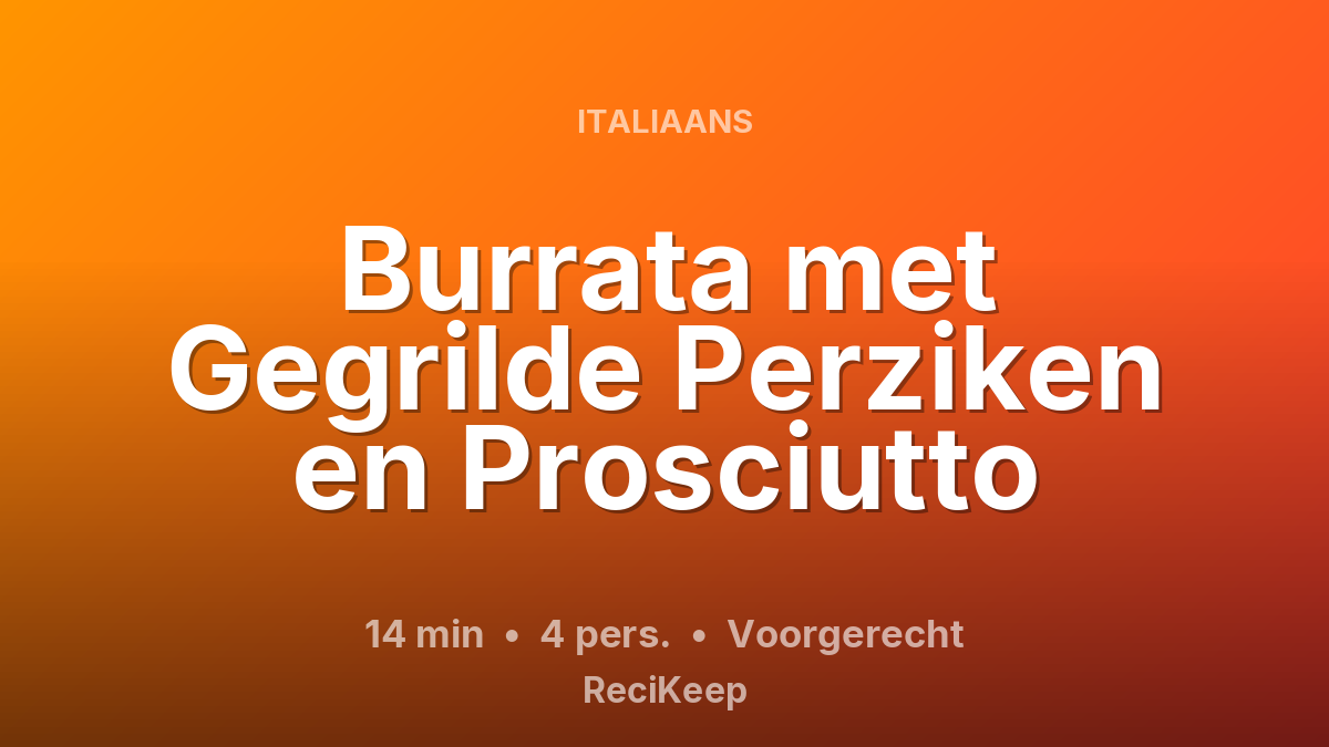 Receptkaart Burrata met Gegrilde Perziken en Prosciutto – Voorgerecht