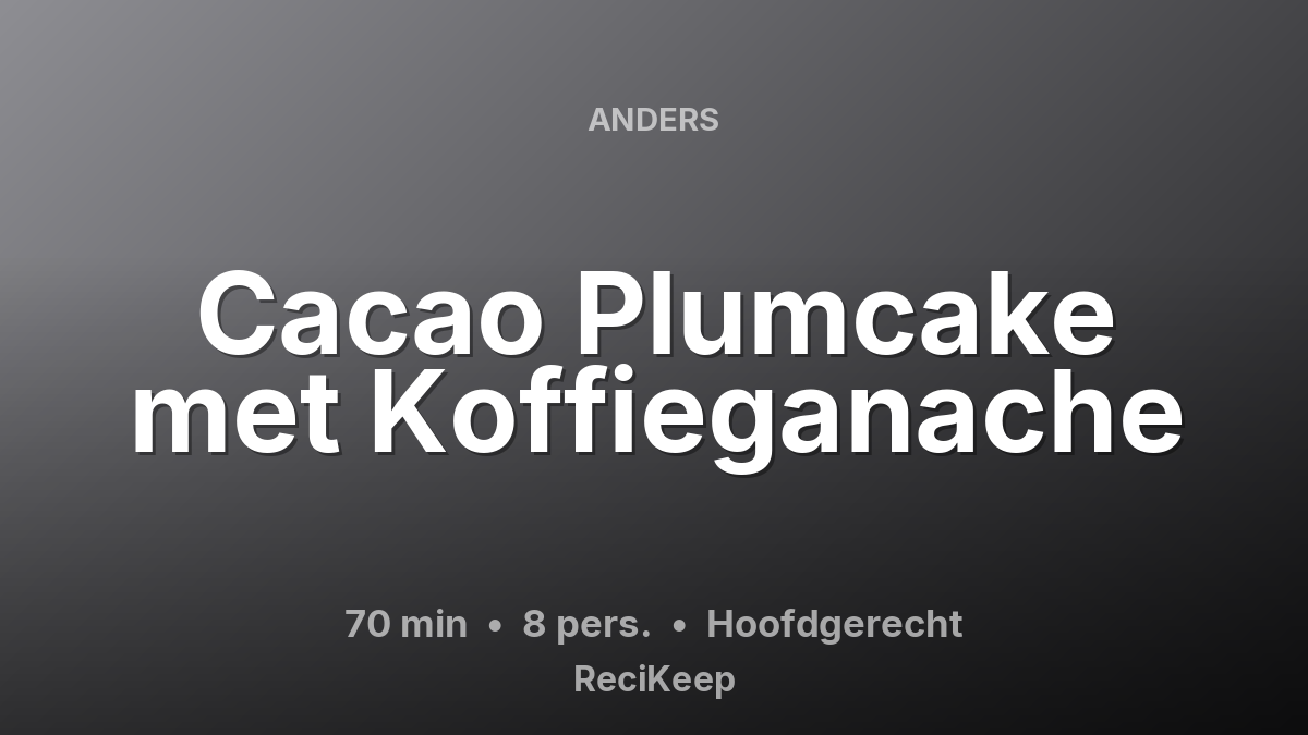 Receptkaart Cacao Plumcake met Koffieganache – Hoofdgerecht