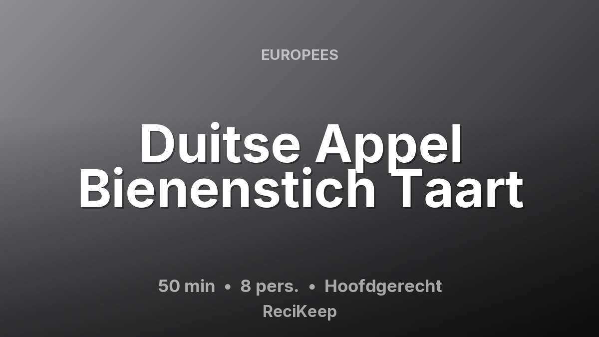 Receptkaart Duitse Appel Bienenstich Taart – Hoofdgerecht