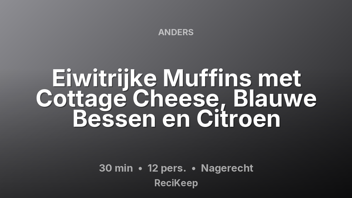 Receptkaart Eiwitrijke Muffins met Cottage Cheese, Blauwe Bessen en Citroen – Nagerecht