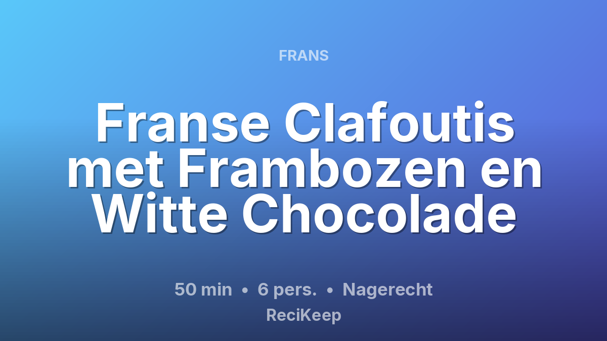 Receptkaart Franse Clafoutis met Frambozen en Witte Chocolade – Nagerecht