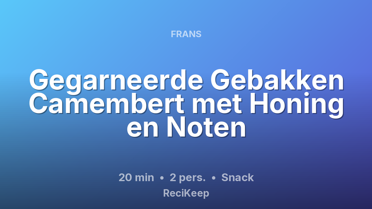 Receptkaart Gegarneerde Gebakken Camembert met Honing en Noten – Snack
