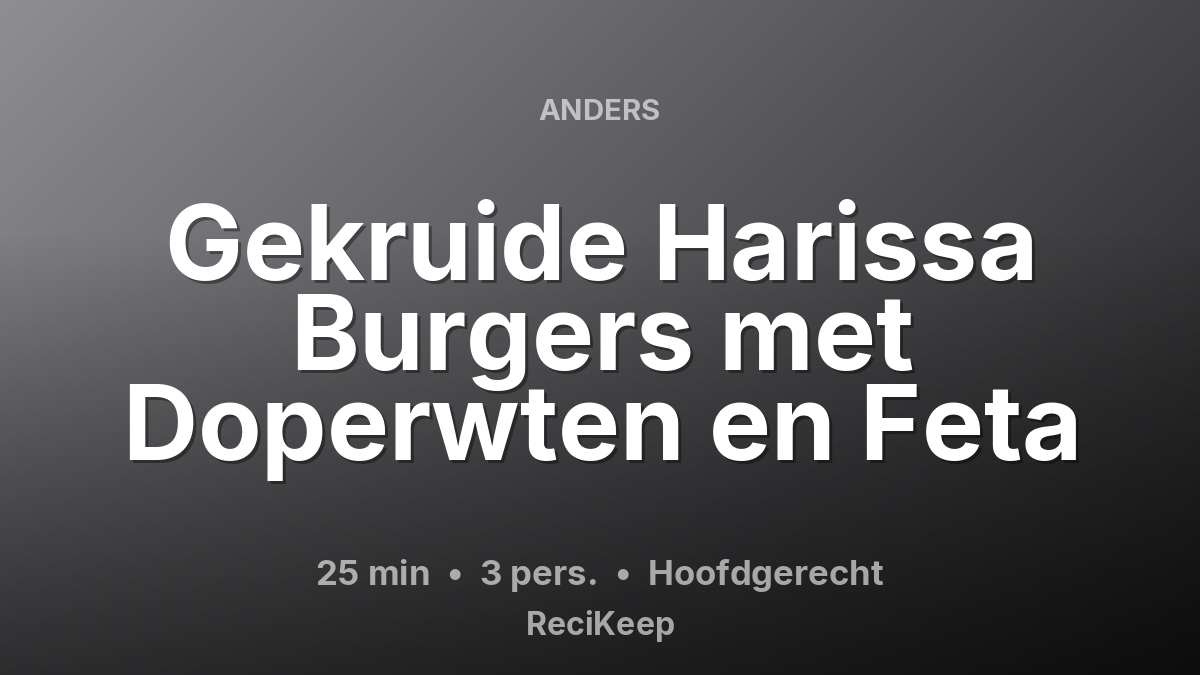 Receptkaart Gekruide Harissa Burgers met Doperwten en Feta – Hoofdgerecht