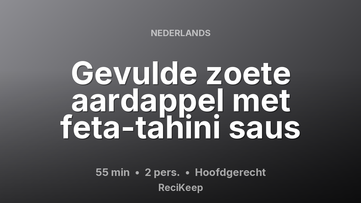 Receptkaart Gevulde zoete aardappel met feta-tahini saus – Hoofdgerecht