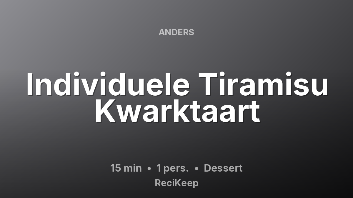 Receptkaart Individuele Tiramisu Kwarktaart – Dessert