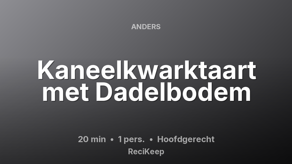 Receptkaart Kaneelkwarktaart met Dadelbodem – Hoofdgerecht