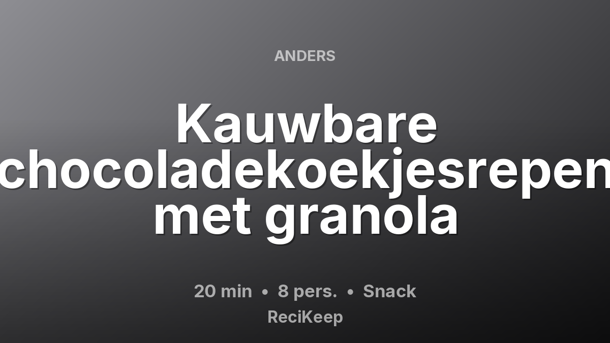 Receptkaart Kauwbare chocoladekoekjesrepen met granola – Snack