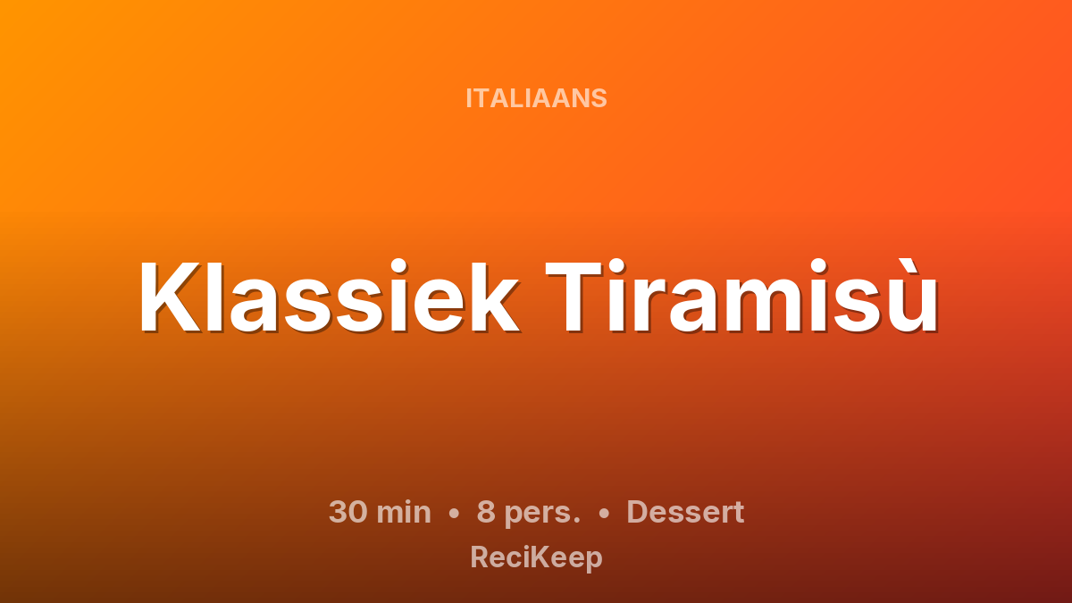 Receptkaart Klassiek Tiramisù – Dessert
