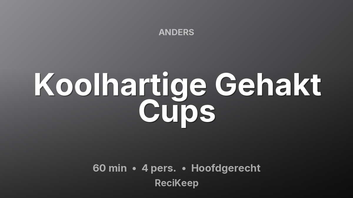 Receptkaart Koolhartige Gehakt Cups – Hoofdgerecht