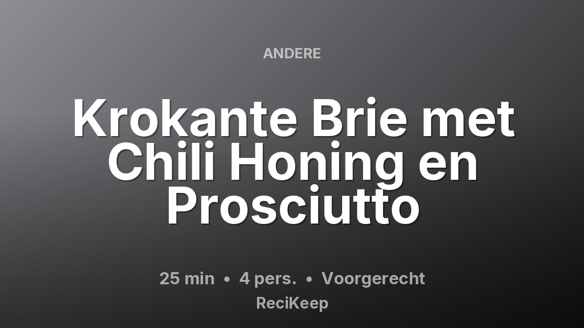 Receptkaart Krokante Brie met Chili Honing en Prosciutto – Voorgerecht