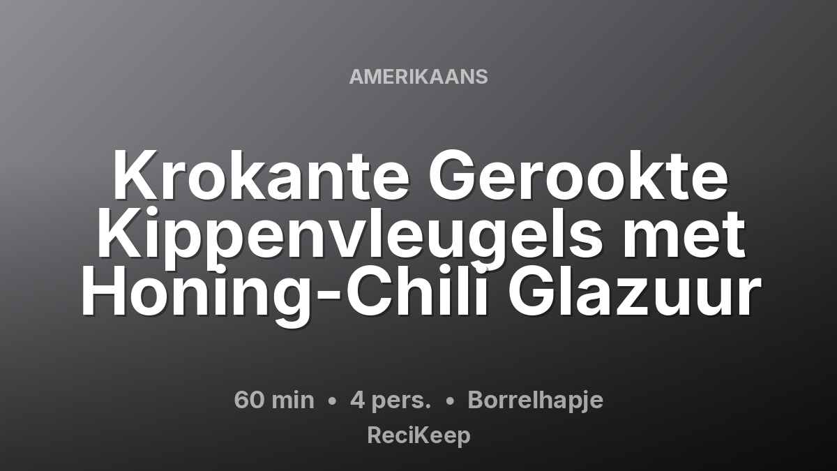 Receptkaart Krokante Gerookte Kippenvleugels met Honing-Chili Glazuur – Borrelhapje