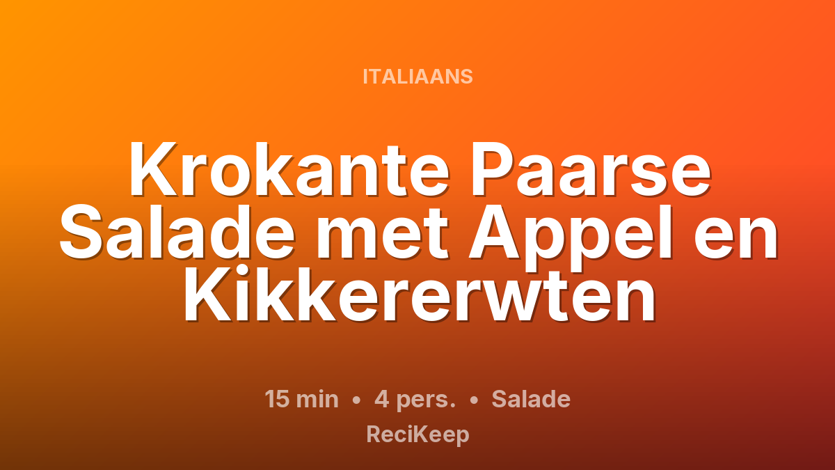 Receptkaart Krokante Paarse Salade met Appel en Kikkererwten – Salade