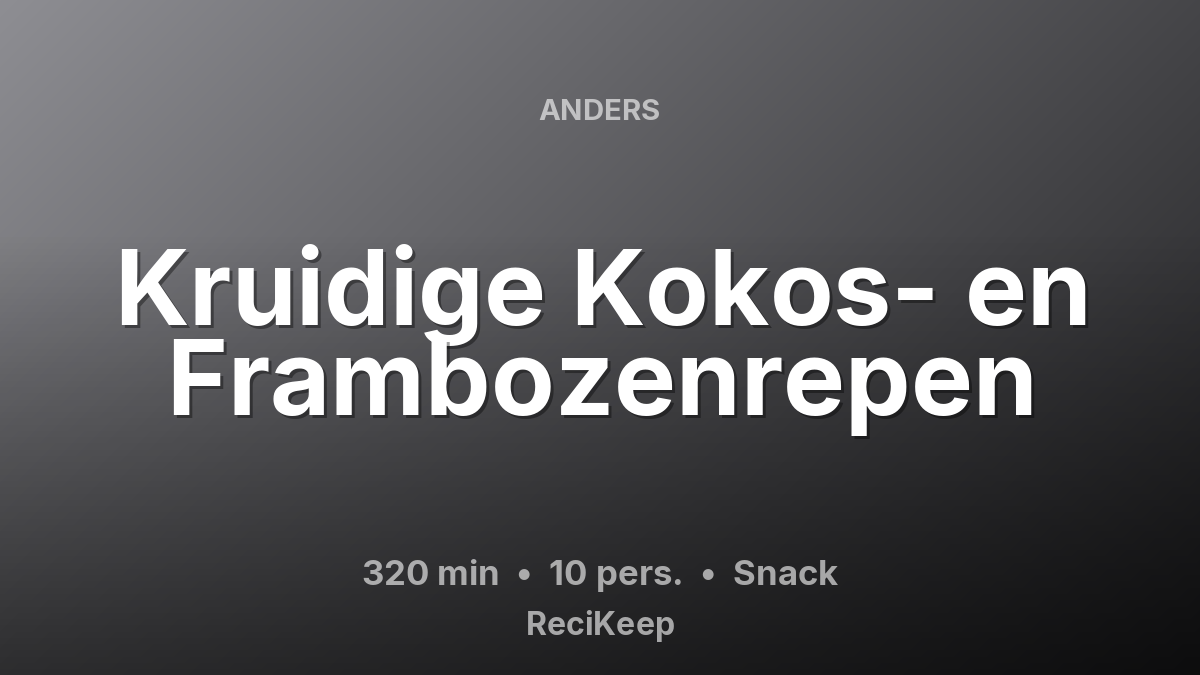 Receptkaart Kruidige Kokos- en Frambozenrepen – Snack