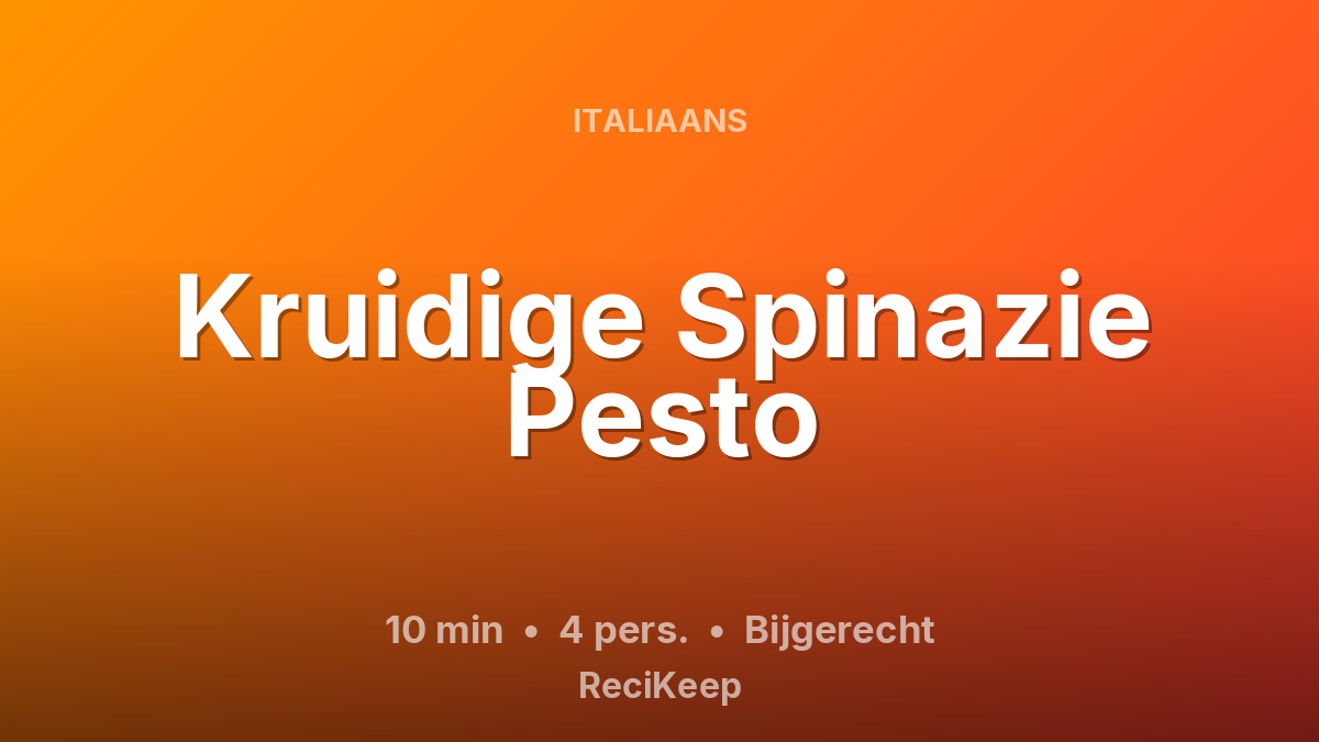 Receptkaart Kruidige Spinazie Pesto – Bijgerecht