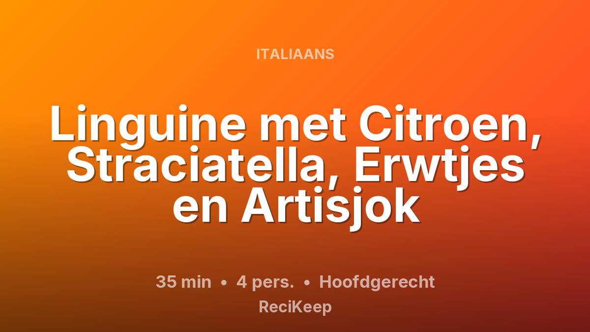 Receptkaart Linguine met Citroen, Straciatella, Erwtjes en Artisjok – Hoofdgerecht