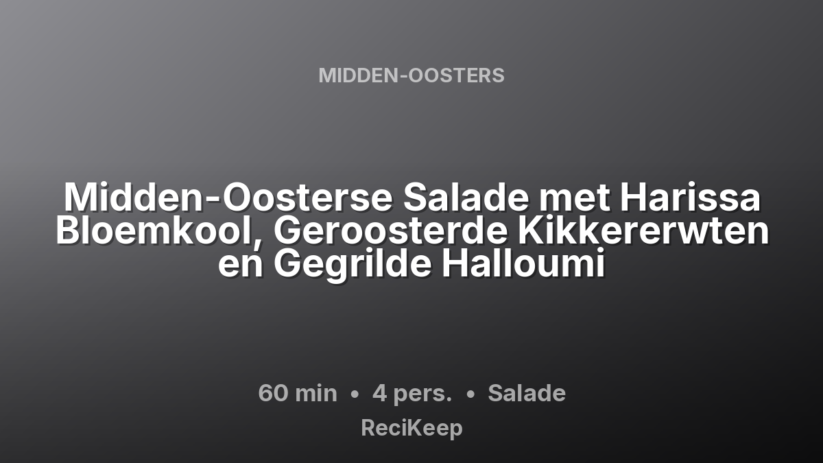 Receptkaart Midden-Oosterse Salade met Harissa Bloemkool, Geroosterde Kikkererwten en Gegrilde Halloumi – Salade
