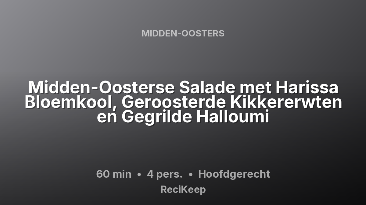 Receptkaart Midden-Oosterse Salade met Harissa Bloemkool, Geroosterde Kikkererwten en Gegrilde Halloumi – Hoofdgerecht