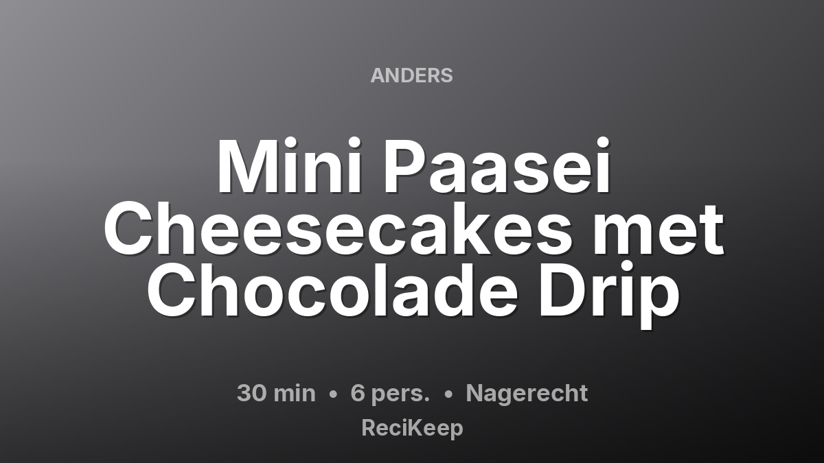 Receptkaart Mini Paasei Cheesecakes met Chocolade Drip – Nagerecht