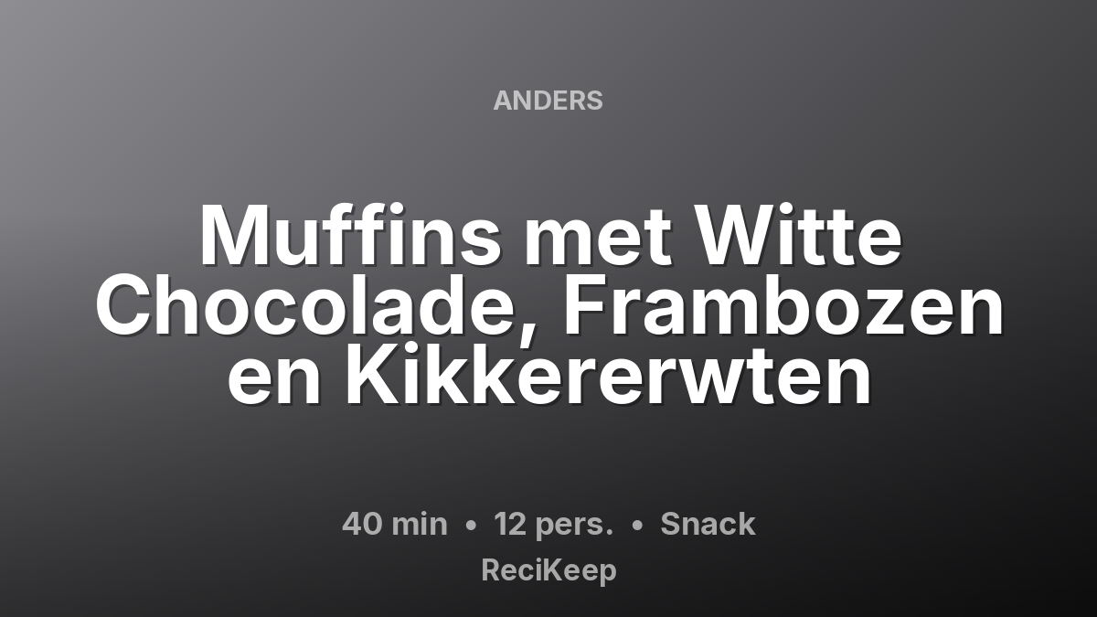 Receptkaart Muffins met Witte Chocolade, Frambozen en Kikkererwten – Snack
