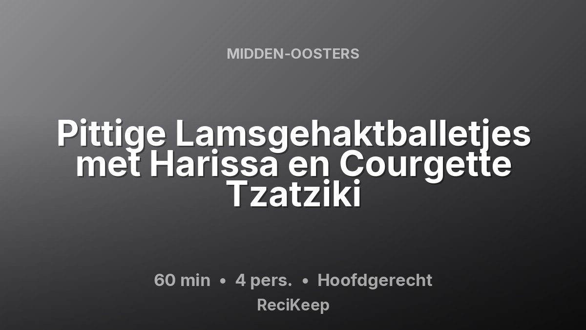 Receptkaart Pittige Lamsgehaktballetjes met Harissa en Courgette Tzatziki – Hoofdgerecht