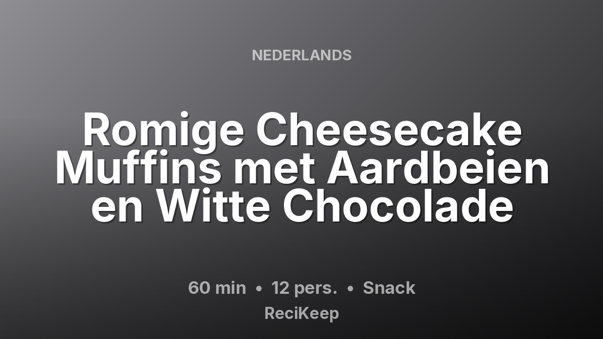 Receptkaart Romige Cheesecake Muffins met Aardbeien en Witte Chocolade – Snack