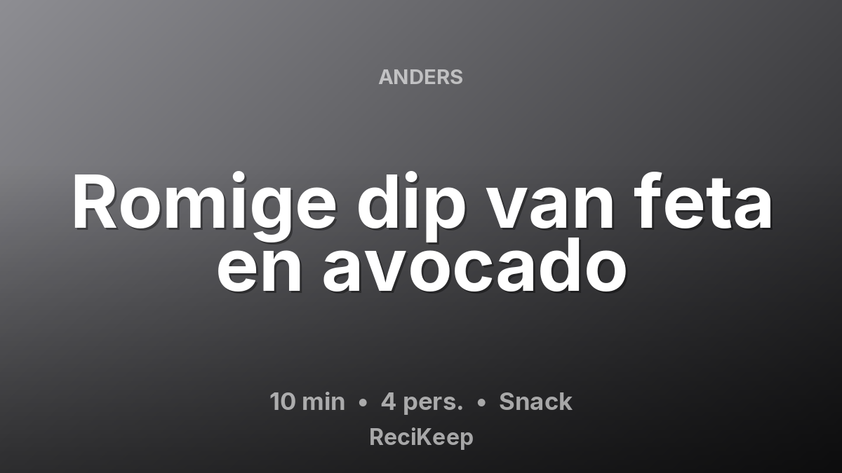 Receptkaart Romige dip van feta en avocado – Snack