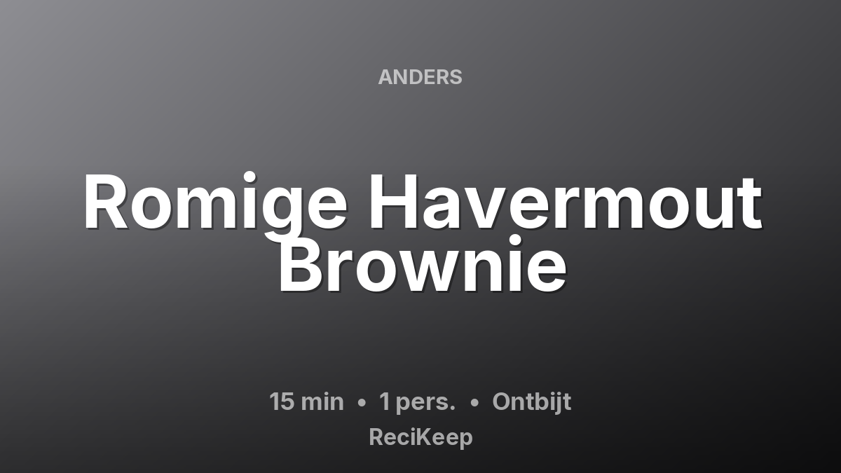 Receptkaart Romige Havermout Brownie – Ontbijt