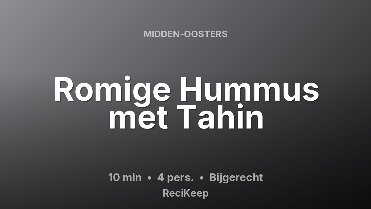 Receptkaart Romige Hummus met Tahin – Bijgerecht