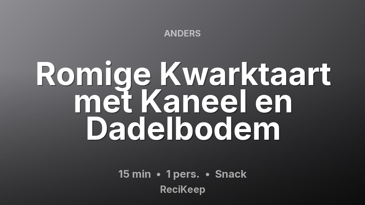Receptkaart Romige Kwarktaart met Kaneel en Dadelbodem – Snack