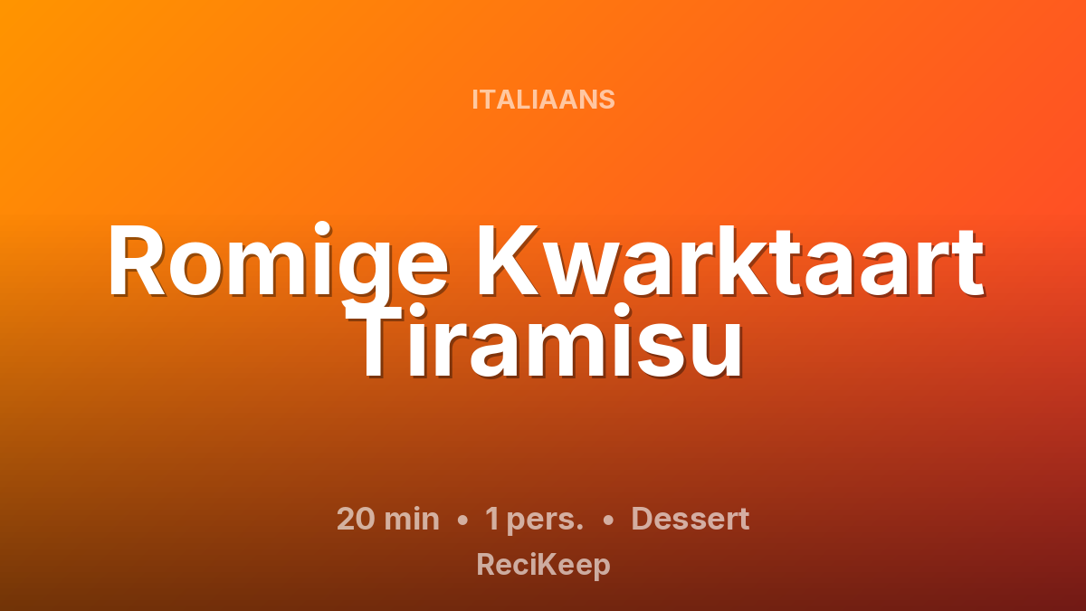 Receptkaart Romige Kwarktaart Tiramisu – Dessert