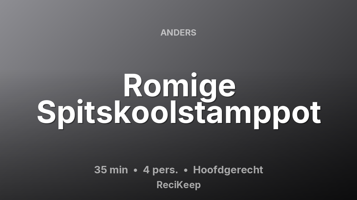 Receptkaart Romige Spitskoolstamppot – Hoofdgerecht
