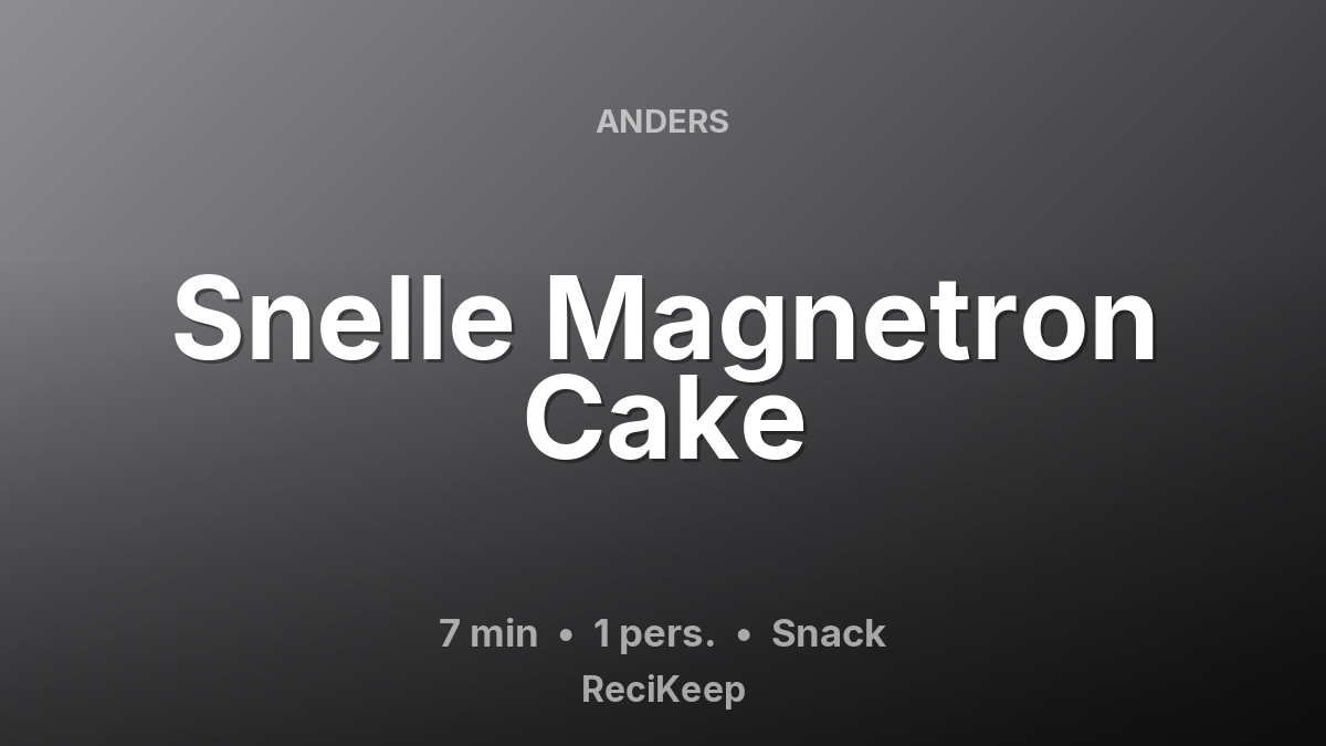 Receptkaart Snelle Magnetron Cake – Snack