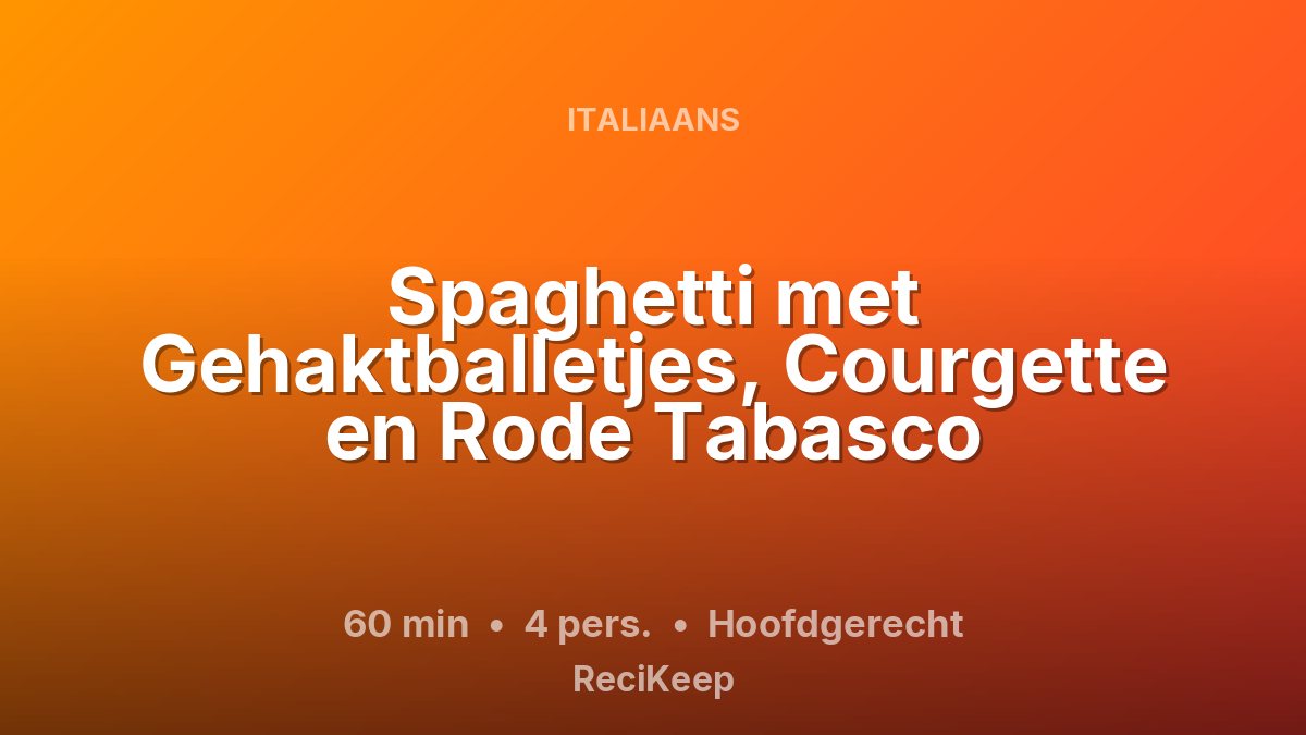 Receptkaart Spaghetti met Gehaktballetjes, Courgette en Rode Tabasco – Hoofdgerecht