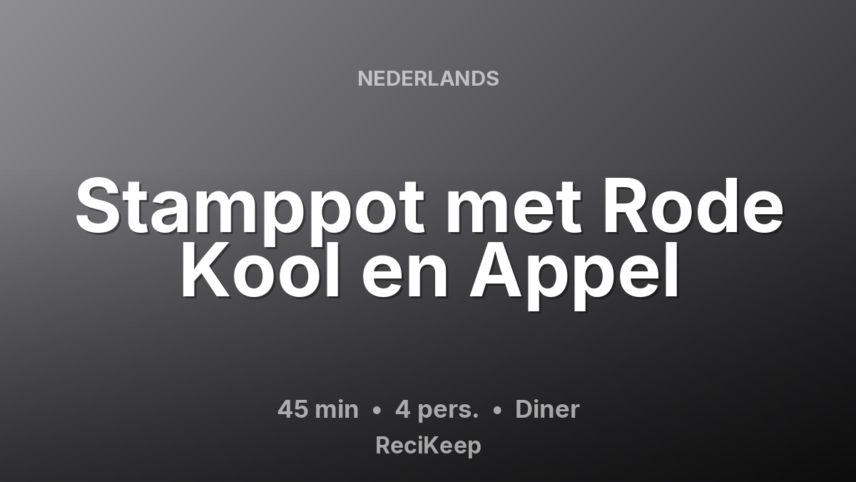 Receptkaart Stamppot met Rode Kool en Appel – Diner