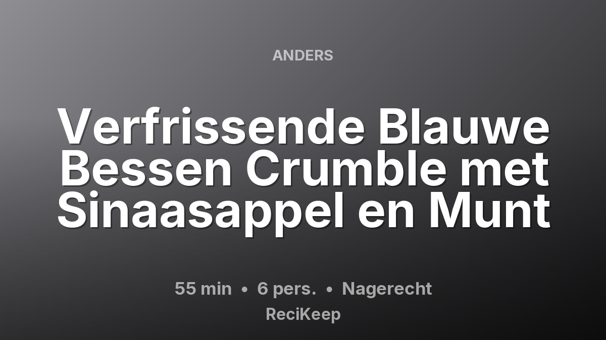 Receptkaart Verfrissende Blauwe Bessen Crumble met Sinaasappel en Munt – Nagerecht